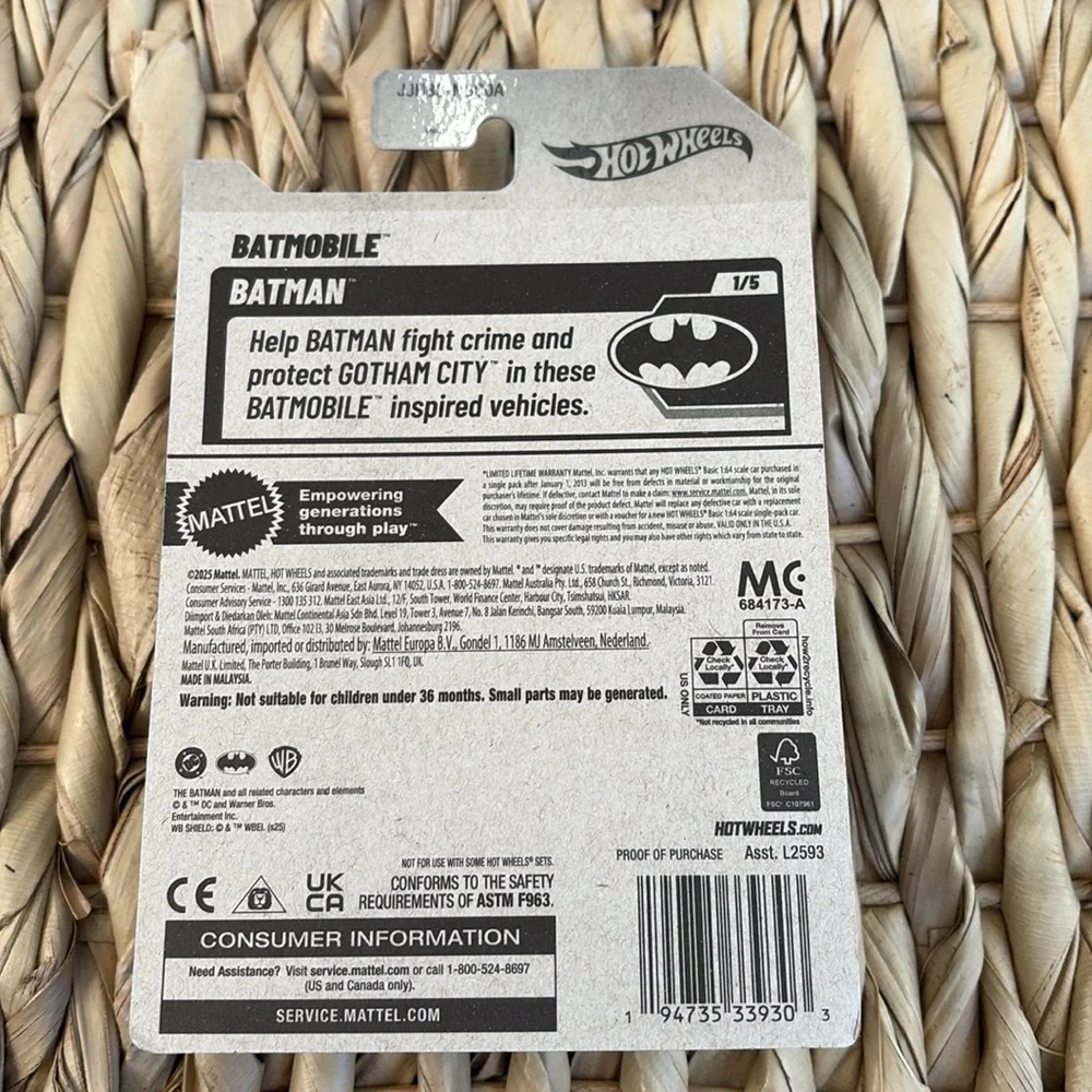 Batmobile Hot Wheels Car DC Batman Bat Man Mobile Hotwheels Mattel Toy New 2026